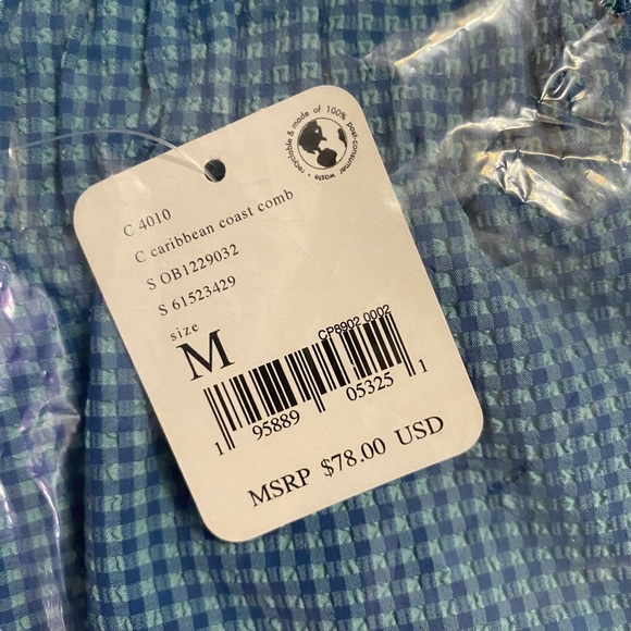 Free People FP Movement Forty Love Shorts Blue Teal Plaid Pattern Pockets Medium - Picture 5 of 8